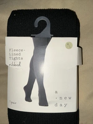 NUEVO A New Day Medias Acanaladas Forradas de Vellón Negras Para Mujer Talla M/L Foto 1 de 2