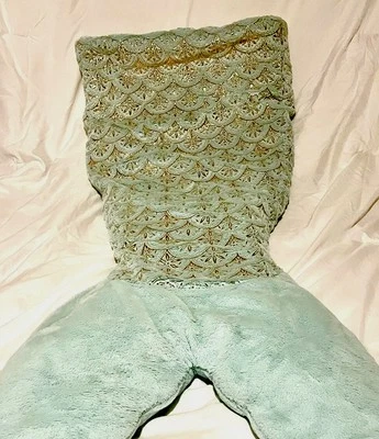 "Manta cola de sirena/cubierta para piernas Bella Lux verde felpa 53"" saco de dormir largo para niñas" Foto 1 de 4