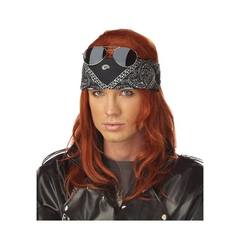 Adulto Hollywood Rocker Banda Roja Peluca Halloween Disfraz Accesorio Unisex Foto 1 de 1