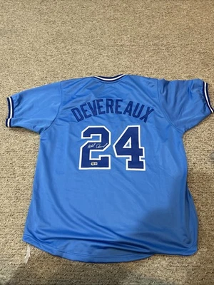 CAMISETA AUTÓGRAFA FIRMADA POR MIKE DEVEREAUX DE LOS ATLANTA BRAVES CERTIFICADO DE AUTENTICIDAD BECKETT BAS Foto 1 de 4