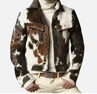 男式西部牛皮皮夹克正品小马皮时尚卡车 — 第 1/3 张图片