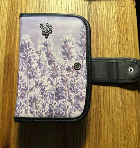 2 Week Pill Organizer w/case. Four Compartments/Day Lavender Case w/Flower Decal - Picture 1 of 4