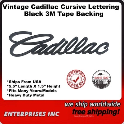 De colección Cadillac Cursivo Negro Letras Calidad Metal 5.5" Longitud X 1.5" Altura Foto 1 de 4