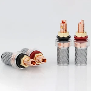 4stk Kohlefaser Shell Rhodiniert Binding Post HiFi Audio Lautsprecher Terminals - Picture 1 of 5