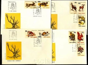 1993 Wild Animals,Mammals,Squirrel,Fox,Rabbit,Mouflon,Mustela,Romania,M.4901,FDC - Picture 1 of 1