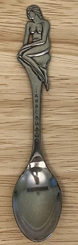 RARE Vintage København Silver Spoon with Naked Lady Souvenir Cover