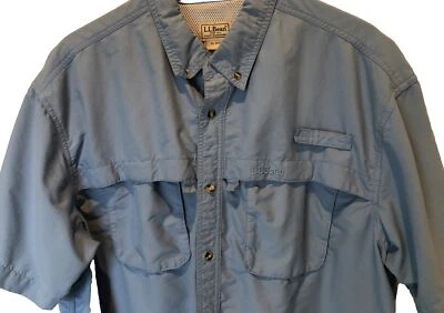 LL BEAN Outdoors Fishing Shirt XL Men’s Short Sleeve Vented Blue - Image 1 of 4