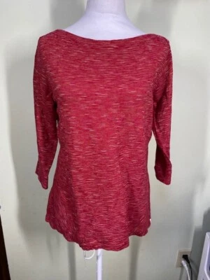 Blusa informal Woolrich para mujer talla M roja blanca a rayas manga 3/4 algodón cuello barco Foto 1 de 4