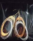 H Samuel Silver and 9ct Bonded Gold Double Hoop Earrings