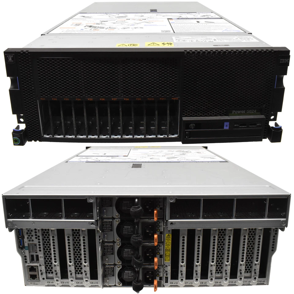 IBM Power S824 2x Power8 CPU 768GB RAM PC4 12x SFF 2.5 4U Server 8286-42A - Immagine 1 di 3