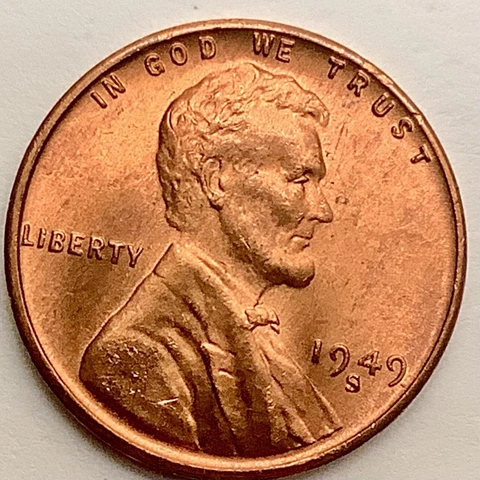 1949-S  Uncirculated Choice Red RD - Lincoln Wheat Cent ~ A856 Cover