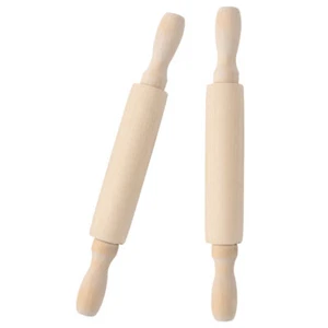 2 Pezzi Mini Rolling Pin Piccolo Rullo Pasta in Legno Bambini Finto Giocattolo Bambino - Foto 1 di 12