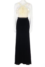 BCBG MAXAZRIA Maxi Dress Chiffon Velvet Silk 6 = D 36 black créme NEW