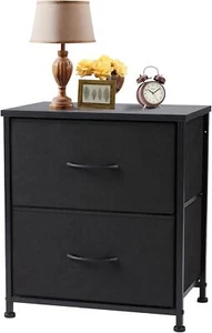 Nightstand Small Dresser with 2 Fabric Drawers Side Bedroom End Table Kids - Picture 1 of 6