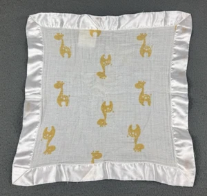 Aden Anais Giraffe Lovey Baby Security Blanket  White Yellow Silky Edge Muslin - Picture 1 of 7