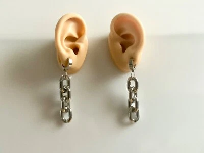 Pendientes huecos de eslabones de cadena grandes aros de joyería perforados o con clip ligeros  Foto 1 de 3