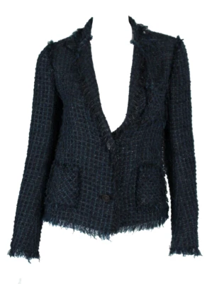 Chaqueta Blazer Lanvin Ete 2012 Azul Medianoche Algodón Boucle Tweed 36 Foto 1 de 4