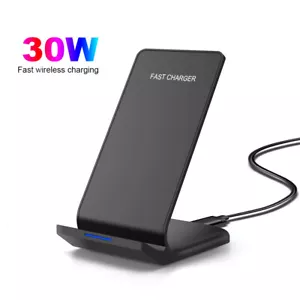 30W Wireless Charger Fast Charging Dock Stand For Apple iPhone Samsung Android - Picture 1 of 12