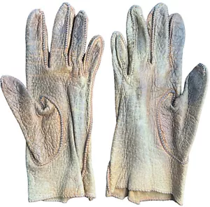 Brown Genuine Peccary Pigskin Gloves Ladies Size 6 1/2 - Picture 1 of 5