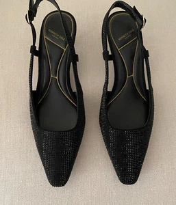 Kenneth Cole Martha Crystals Black Slingback Kitten Heels 10 EUC - Picture 1 of 7