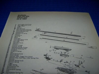 WEATHERBY MARK XXII 1982 & MARK XXII CLIP RIFLE..LEGEND/EXPLODED VIEW (162CC) - Image 1 of 2