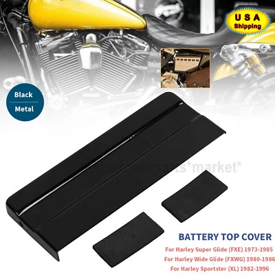 Black Battery Box Top Cover Fit For Harley Fat Bob Super Glide FX Sportster XL Foto 1 de 4