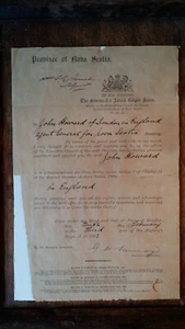 1903 ANTIQUE CERTIFICATE NOVA SCOTIA CANADA - JOHN HOWARD COMMISSIONER AGENT - Picture 1 of 8