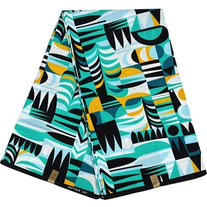 African Fabric Print Ankara Yards 100% Cotton Rich Turquoise Blue Black Material