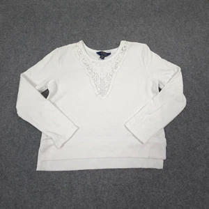Ralph Lauren Jumper Kids MEDIUM White Long Sleve Crew Neck Sweater Winter Size M - Picture 1 of 8