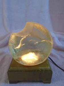 Clear Crystal Glass Ball with Carved Birds and a Stand that Lights Up by Analite - Picture 1 of 8