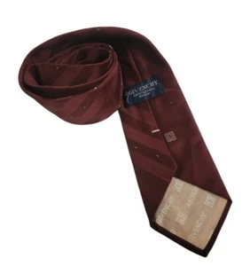 VTG Givenchy Gentleman Paris Red/Wine Tie Necktie Paisley Logo Embroidered  - Picture 1 of 4