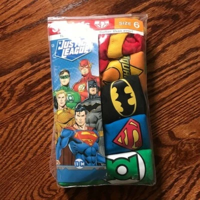 5 PARES CALZONCILLOS BOXER NIÑO LIGA DE LA JUSTICIA ROPA INTERIOR ROPA DE ALGODÓN Talla 6 NUEVO NUEVO EN PAQUETE Foto 1 de 4