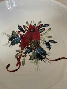 Lenox WINTER GREETINGS Vegetable Serving Bowl Red Cardinal 8.75” Perfect! - Picture 1 of 9