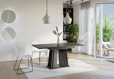 Extendable Table 120-160x80cm Royal Black Marble UK Design ! Fast Delivery - Image 1 of 4