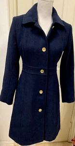 NWT J.Crew Wool Blend Women’s Navy Blue Sz 4 Long Coat MSRP $248 - Picture 1 of 11