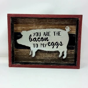 Pig Wood And Tin Wall Art Picture You Are The Bacon To My Eggs 8.5x11.5" Country - Picture 1 of 6