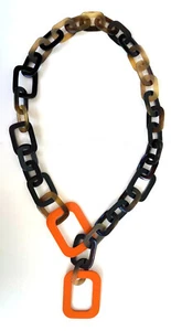 camilieri Horn Halskette Kette Gliederkette braun orange Hornkette NEU