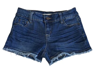 Tractr Girls Dark Wash Stretch Denim Low Rise Cutoff Jean Shorts Size 8 - Picture 1 of 4