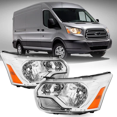 Faros halógenos cromados L+R para Ford Transit 150 250 350 2015-2023 Foto 1 de 4