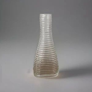 Vase En Verre Transparent Vintage Style Ruche Presse Moulé - Picture 1 of 15