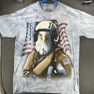 Vintage Eagle Shirt Mens Large Blue Air Force USAF Pilot USA The Mountain Tee - Picture 1 of 7