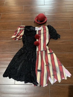 ДУХ ХЭЛЛОУИНА РЕБЕНКА ВИТОЙ КЛОУН ДЕВОЧЕК КОСТЮМ БОЛЬШОЙ 10-12 -страшно - Изображение 1 из 4