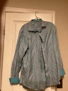 Bugatchi Uomo Shirt Mens XL Teal/Aqua Print EUC - Picture 1 of 3