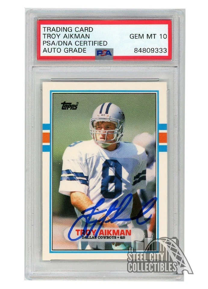 Карта дебютанта Троя Айкмана 1989 Topps Traded с автографом No70T PSA/DNA 10 - Изображение 1 из 1