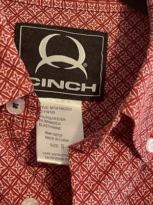 Camisa Cinch Hombre Pequeña Roja Blanca Diamante Geométrica Ajuste Moderno Ropa Occidental Foto 1 de 4