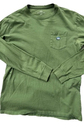Рубашка Southern Tide взрослая S зеленая с карманом опрятная хлопковая футболка повседневная маленькая - Изображение 1 из 4