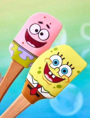New 4 pc SPONGEBOB & PATRICK Silicone Kitchen Baking Spatula OVEN MIT Pot Holder - Image 1 of 4