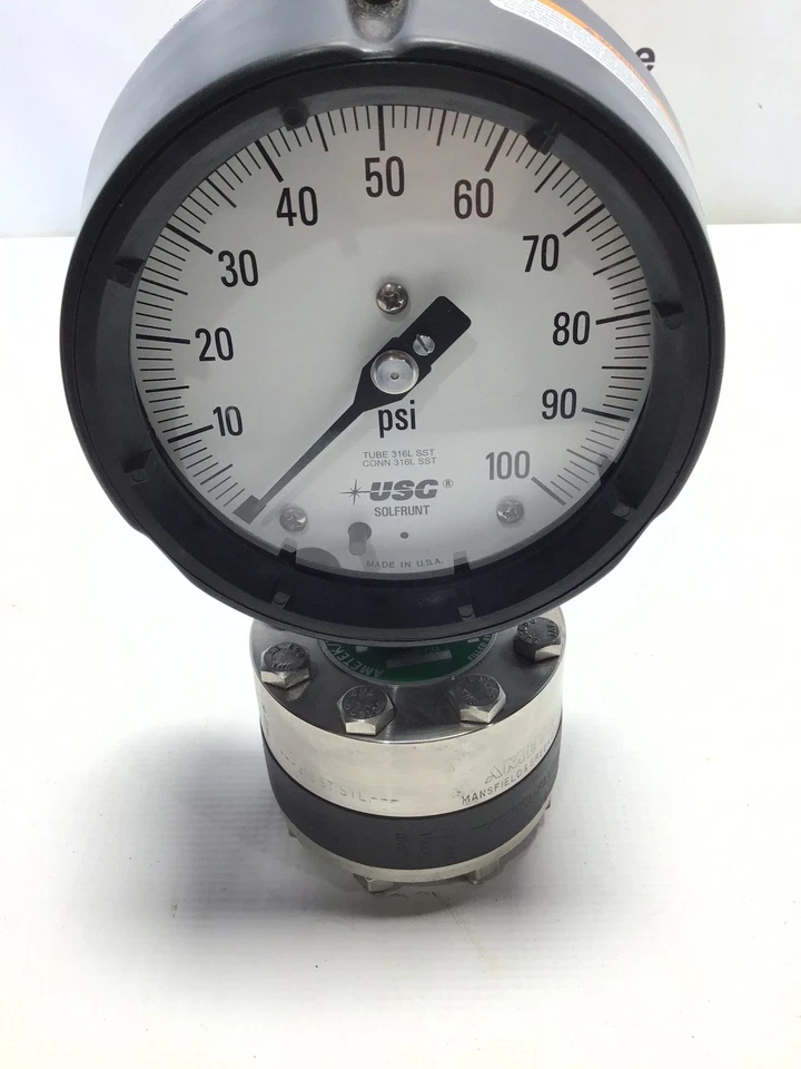 Ametek 150025X Oil Filled Pressure Gauge 4-1/2" 1/2" 100PSI 316 Stainless Steel - Image 1 of 4
