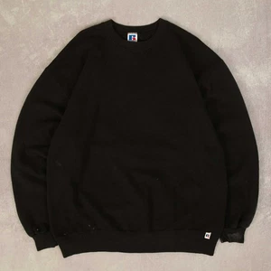 Russell Athletic Vintage 90s Blank Graphic Sweatshirt XL Mens Black Plain - Picture 1 of 8