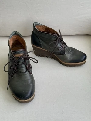 Pikolinos女式Vicedo踝靴美国7.5-8系带楔形短靴绿色 — 第 1/4 张图片